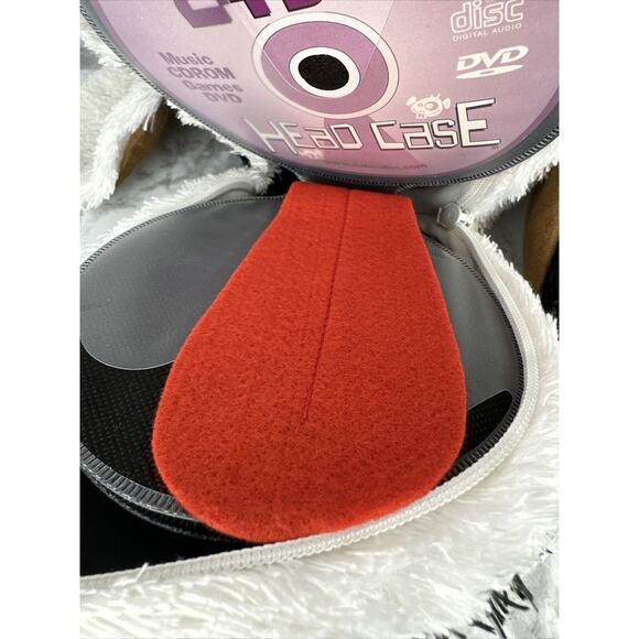 Vintage Plush White & Black Dog Head Case 24 CD DVD Holder Zipper by Head Case - Picture 10 of 11